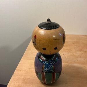 Vintage Bobble head Japanese Kokeshi doll wooden